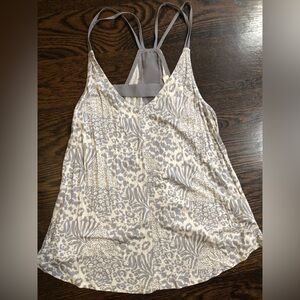 Silence + Noise Patterned Gray and Cream Tank Top